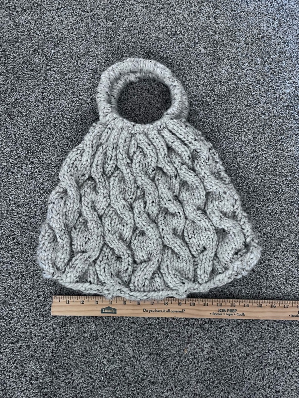 Cream Knit Handbag with Round Handle